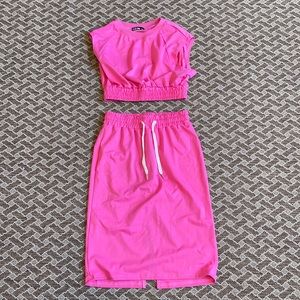 Pink 2 piece shirt and skirt